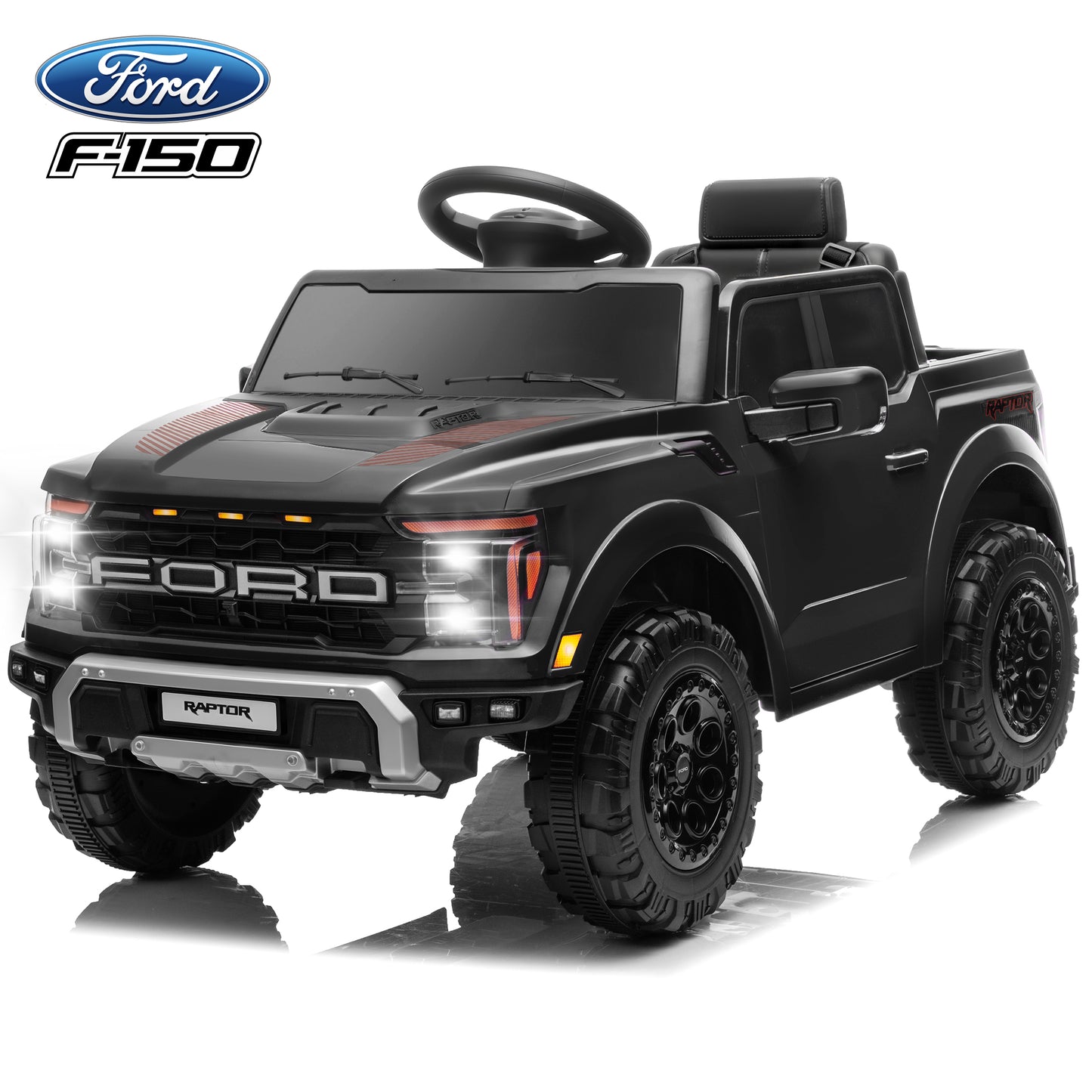 Ford Ride on Cars, 12V Ford F150 Raptor Powered Ride on Toys with Remote Control, Electric Car for Kids with Bluetooth/FM/Trunk, 4 Wheelers Truck for Toddlers Boys Girls Ages 3-6
