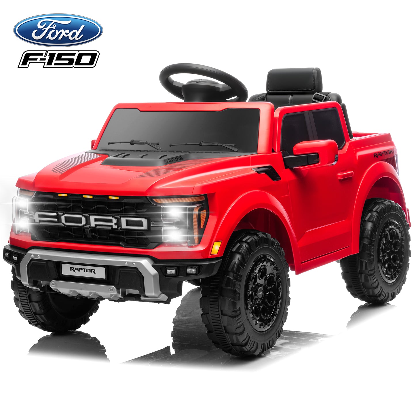 Ford Ride on Cars, 12V Ford F150 Raptor Powered Ride on Toys with Remote Control, Electric Car for Kids with Bluetooth/FM/Trunk, 4 Wheelers Truck for Toddlers Boys Girls Ages 3-6