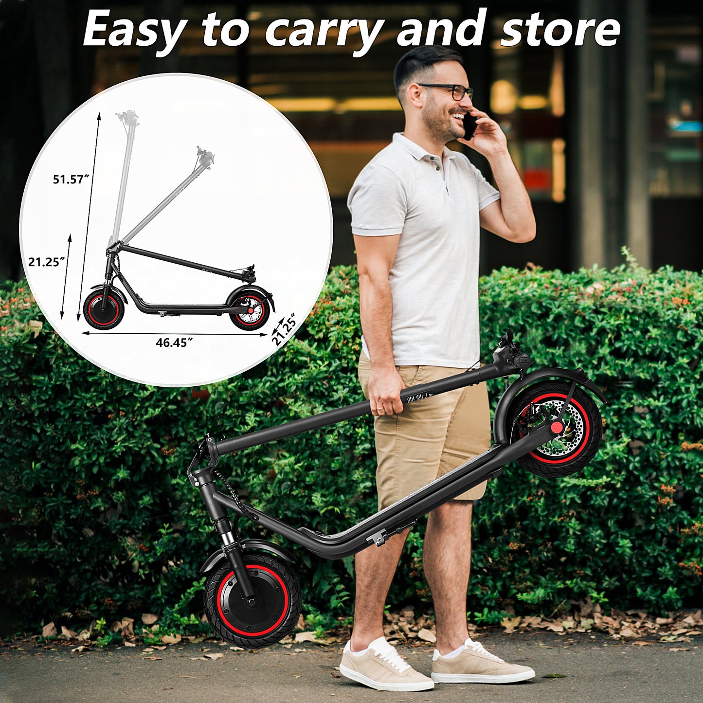 iYofe 10" Adult Electric Scooter Foldable Electric Scooter for Adults with Front Wheel Shock Absorption, 500 W Motor up to 15 MPH and 25 Miles Range, Black