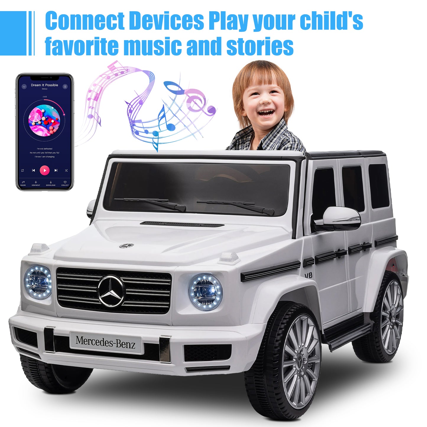 24V Ride on Car for Kids with 2.4G Remote Control Mercedes Benz Ride on Car Toy for Boys and Girls 3-6 Years Old, Electric Vehicle, Bluetooth, LED Light