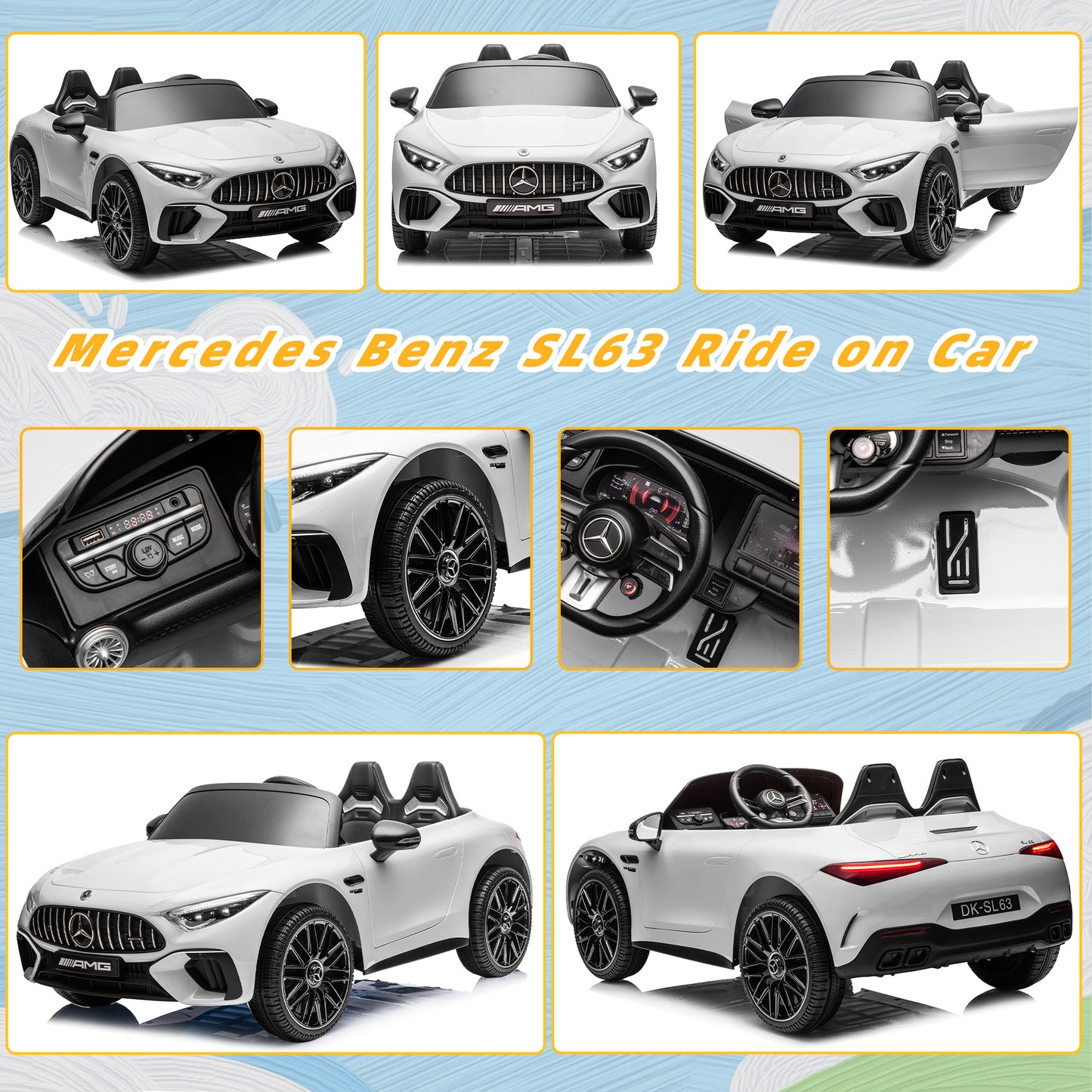 Mercedes 24V 2 Seats Ride on Car Toy with Remote Control Kids Electric Vehicle for Boys and Girls Ride on Truck for 3-6 Years Old, Bluetooth