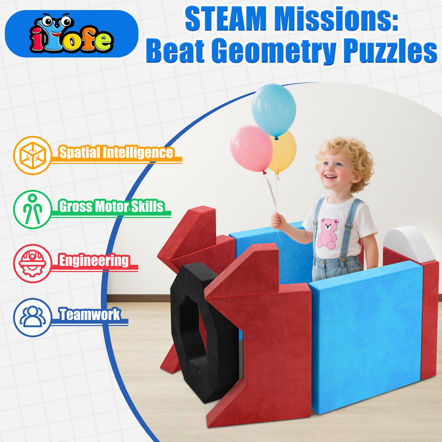 Modular Kids Play Couch Set for Toddlers Playroom, 12PCS Large Foldable Soft Kids Sofa, 3 in 1 Foam Convertible Couch Fort Building Floor Bed for Girls 3-5, Washable Velvet, Purple