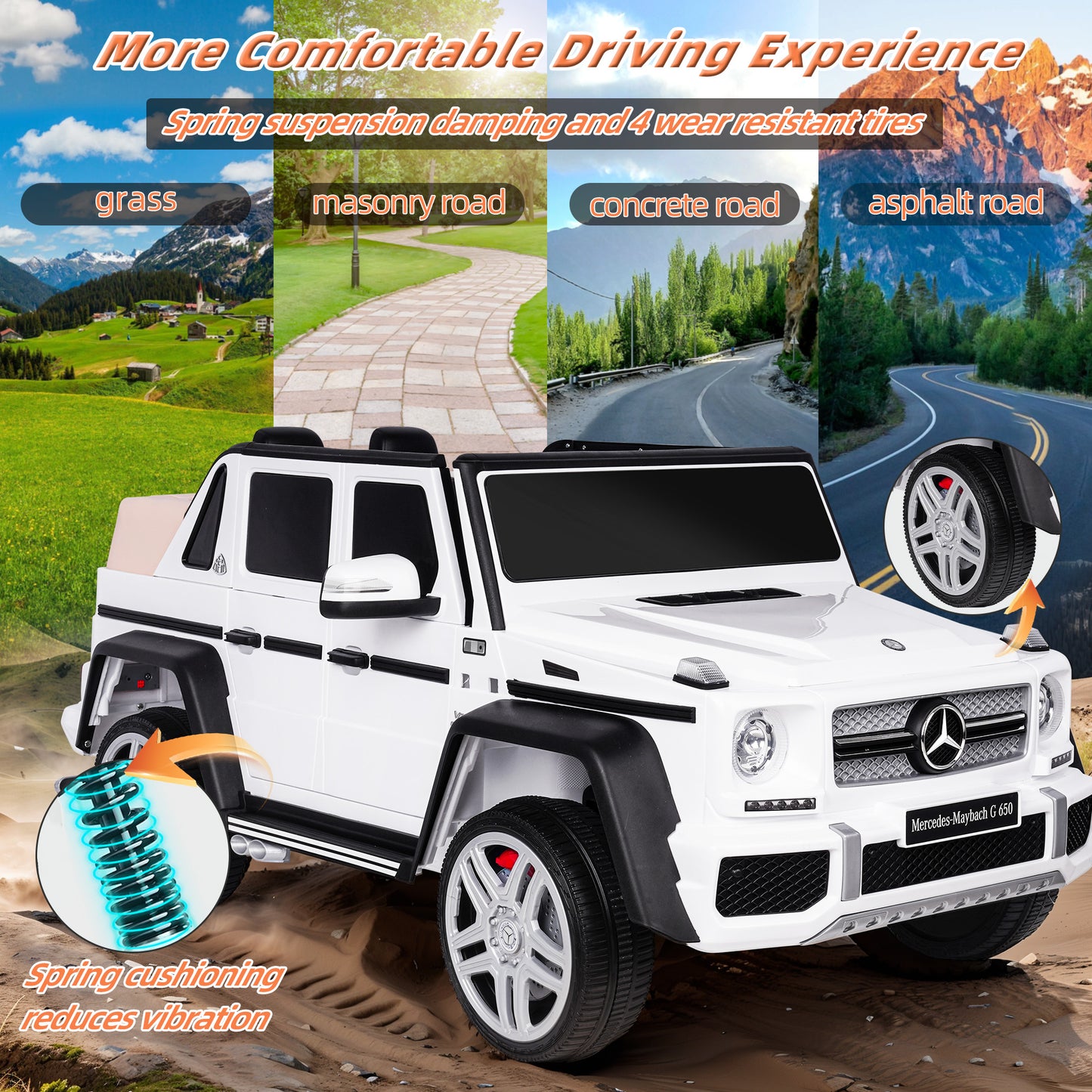 24V Ride on Car for Kids with 2.4G Remote Control Mercedes Benz Ride on Car Toy for Boys and Girls 3-6 Years Old, Electric Vehicle, Bluetooth, LED Light