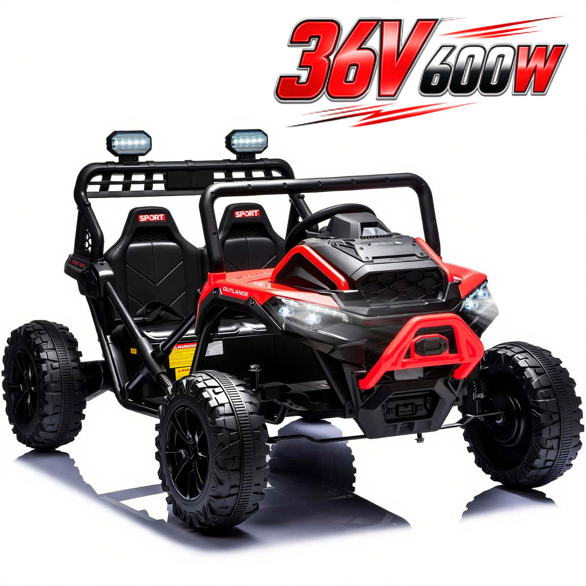 36 Volt UTV Ride on Toys for Big Kids, 2 Seater 600W Kids Dirt Bike, 4-8 MPH Speed, Metal Frame, Bluetooth Music, Four Wheeler Carros Eléctricos Para Niños