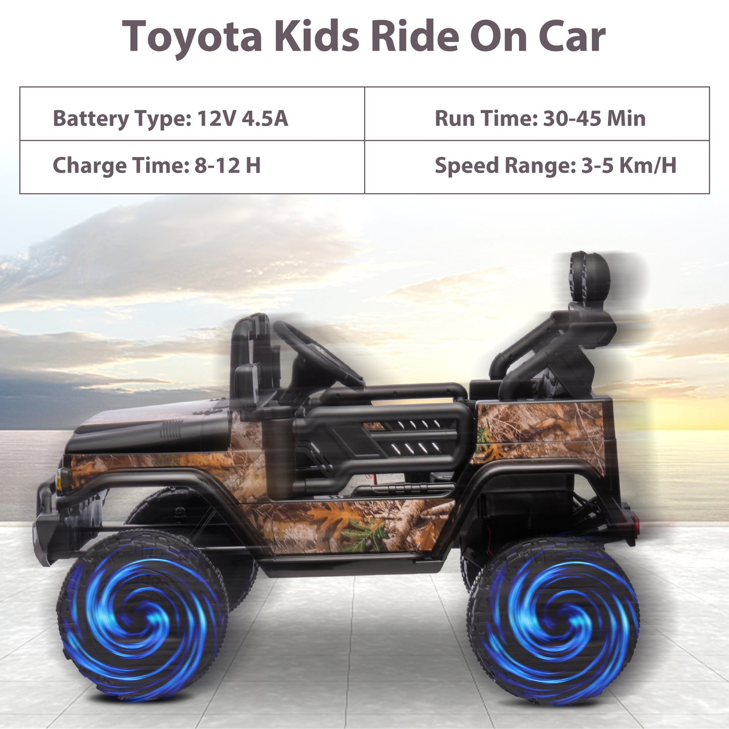 Licensed Toyota FJ Cruiser Kids Ride on Car with Remote Control 12V Kids Electric Vehicles, Headlights, Horn, Music, MP3, USB, Bluetooth, SD Socket, Ride On Toy for 3-5 Years Old