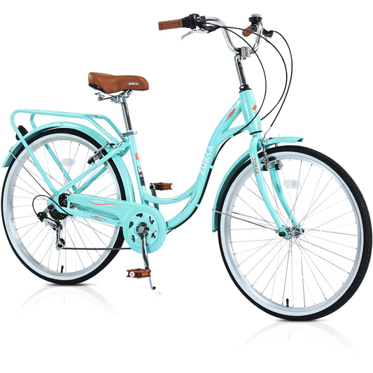 iYofe Shimano 7 speed Womens Bike 26 inch Beach Cruiser Bike for Women Commuter Bike City Bike, 85% Assembled