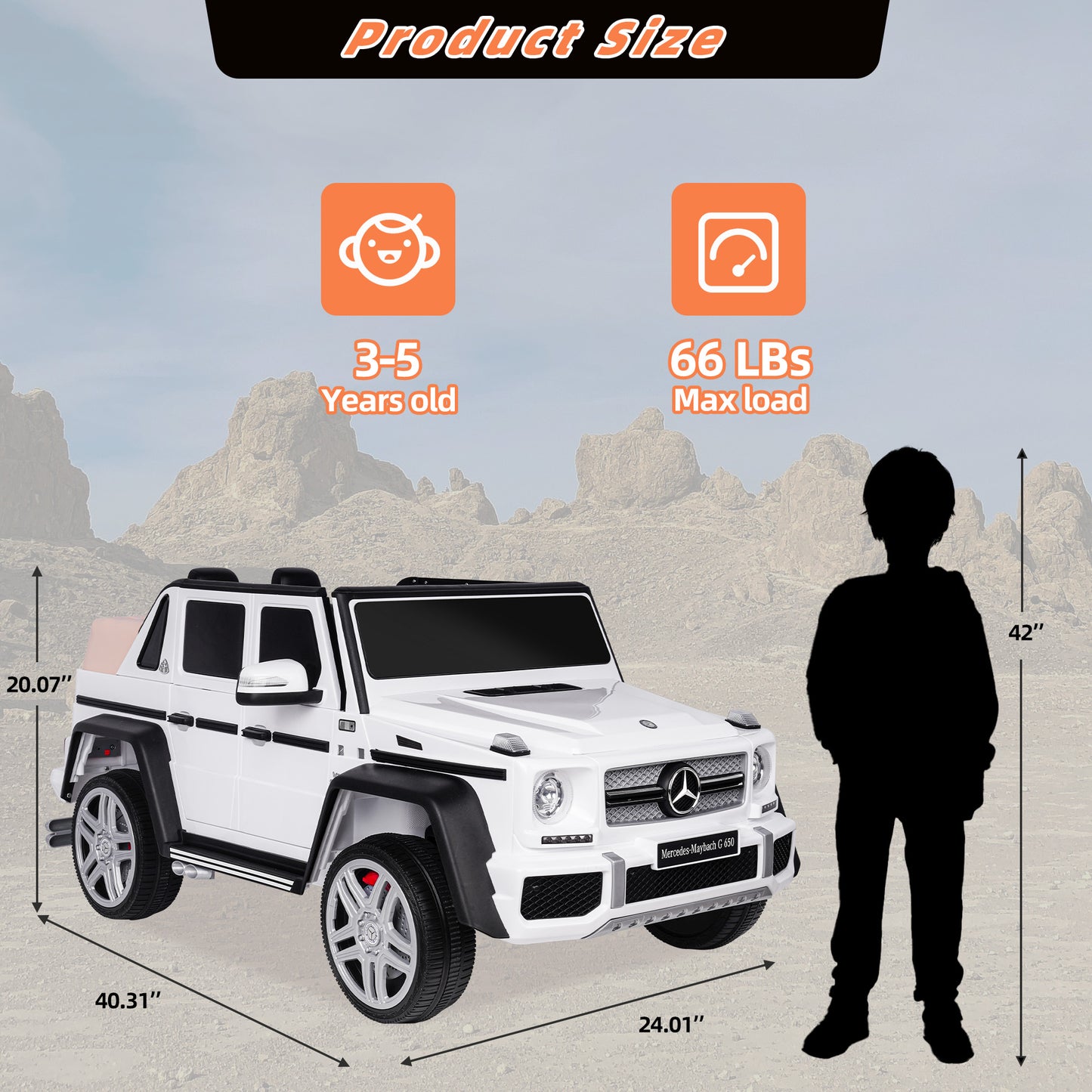 24V Ride on Car for Kids with 2.4G Remote Control Mercedes Benz Ride on Car Toy for Boys and Girls 3-6 Years Old, Electric Vehicle, Bluetooth, LED Light