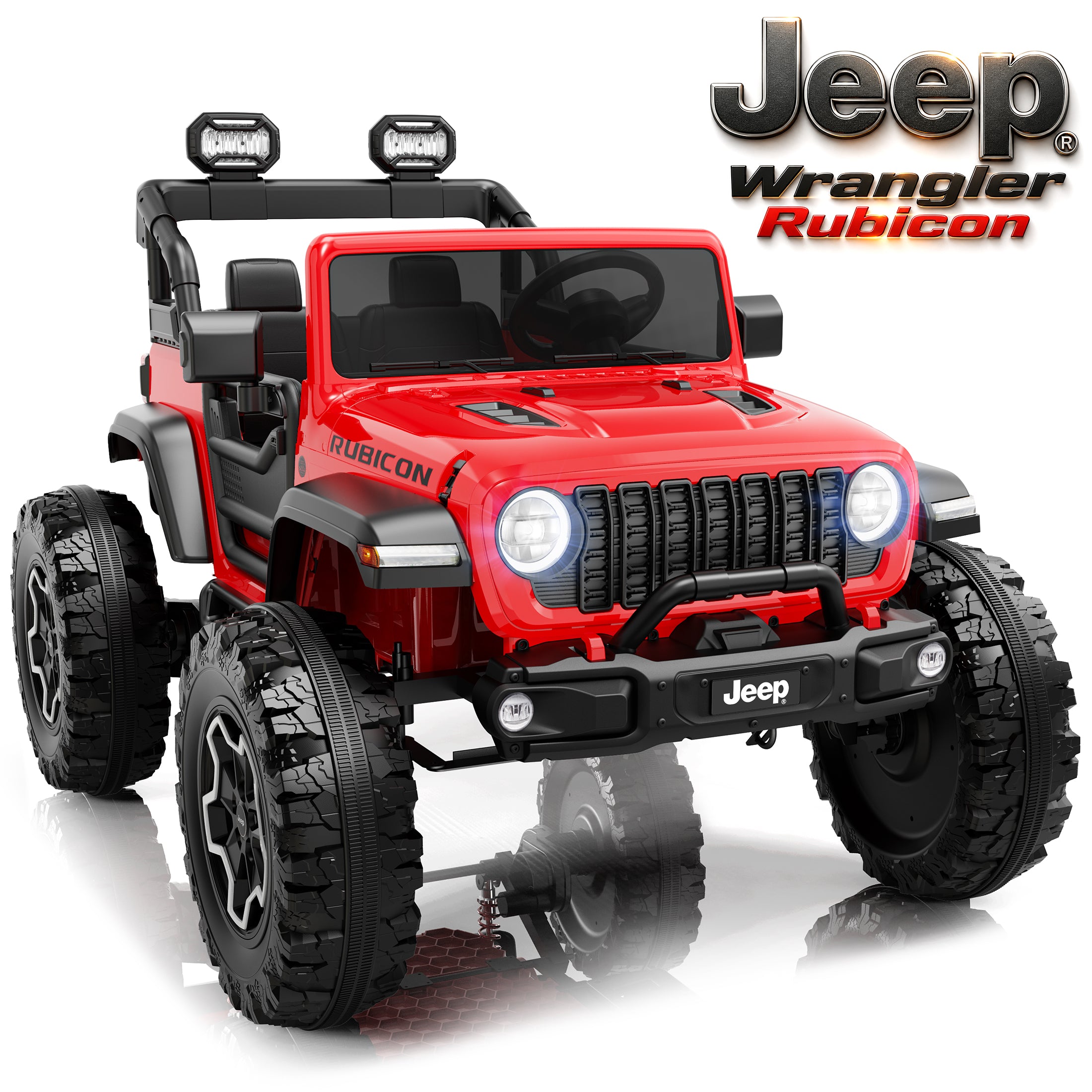 iYofe Jeep Wrangler Rubicon 24V 2 Seater Truck Powered Ride on with Remote Control&Bluetooth