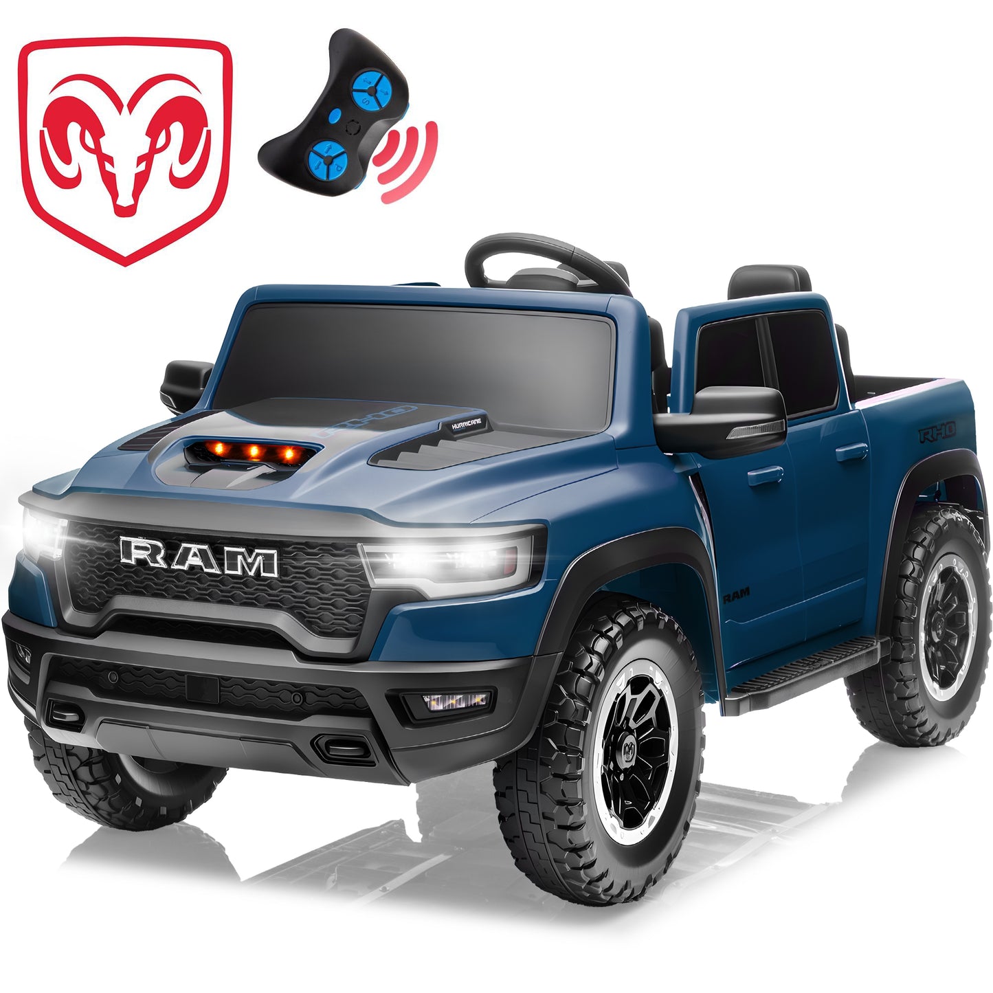 Ram Ride on Car Toys 2 Seater, 24V Ram 1500 Battery Powered Ride on Toy Truck with Remote Control, Electric Car for Kids Girls 3-8 w/ Bluetooth, Rear Storage Trunk, Safety Belt, 4 Wheelers