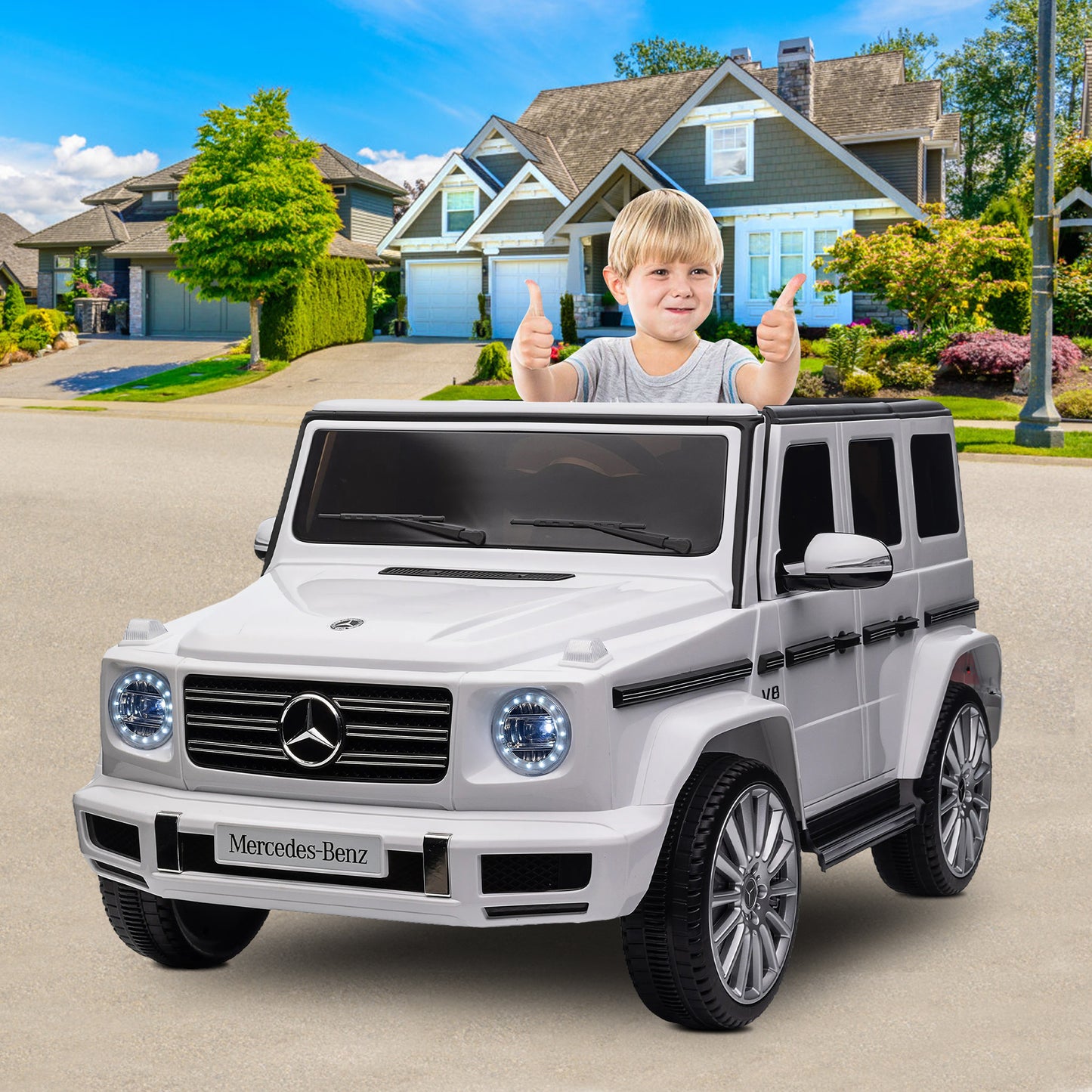 Mercedes Benz Kids Car 24V Ride on Car for Kids with 2.4G Remote Control Electric Car Toy for 3-6 Years Old, Three Speed Adjustable, USB, MP3, Bluetooth, LED Light, Three-point Safety Belt