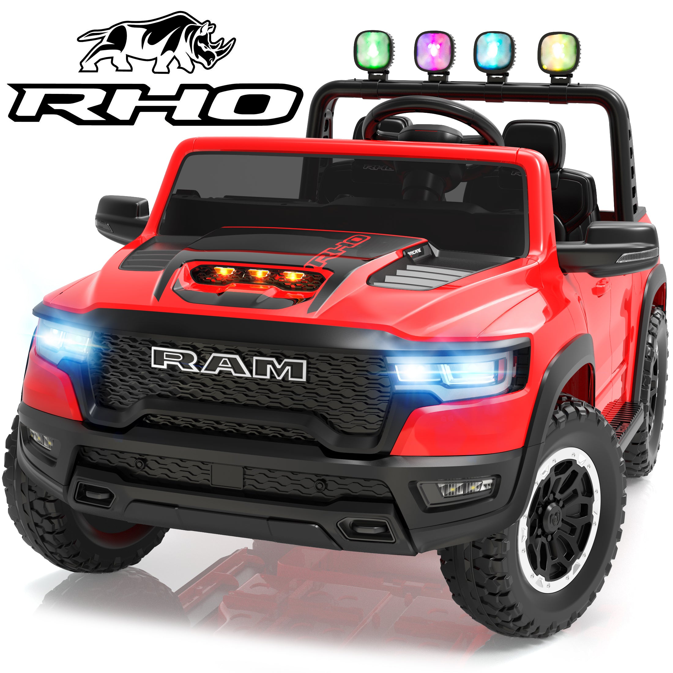 iYofe RAM 24V Kids Ride on Truck Cars for Boys Girls, Battery Powered Ride on Toys with All-Terrain Wheel, Bluetooth, MP3, Electric Car for Kids Toddler with Remote Control