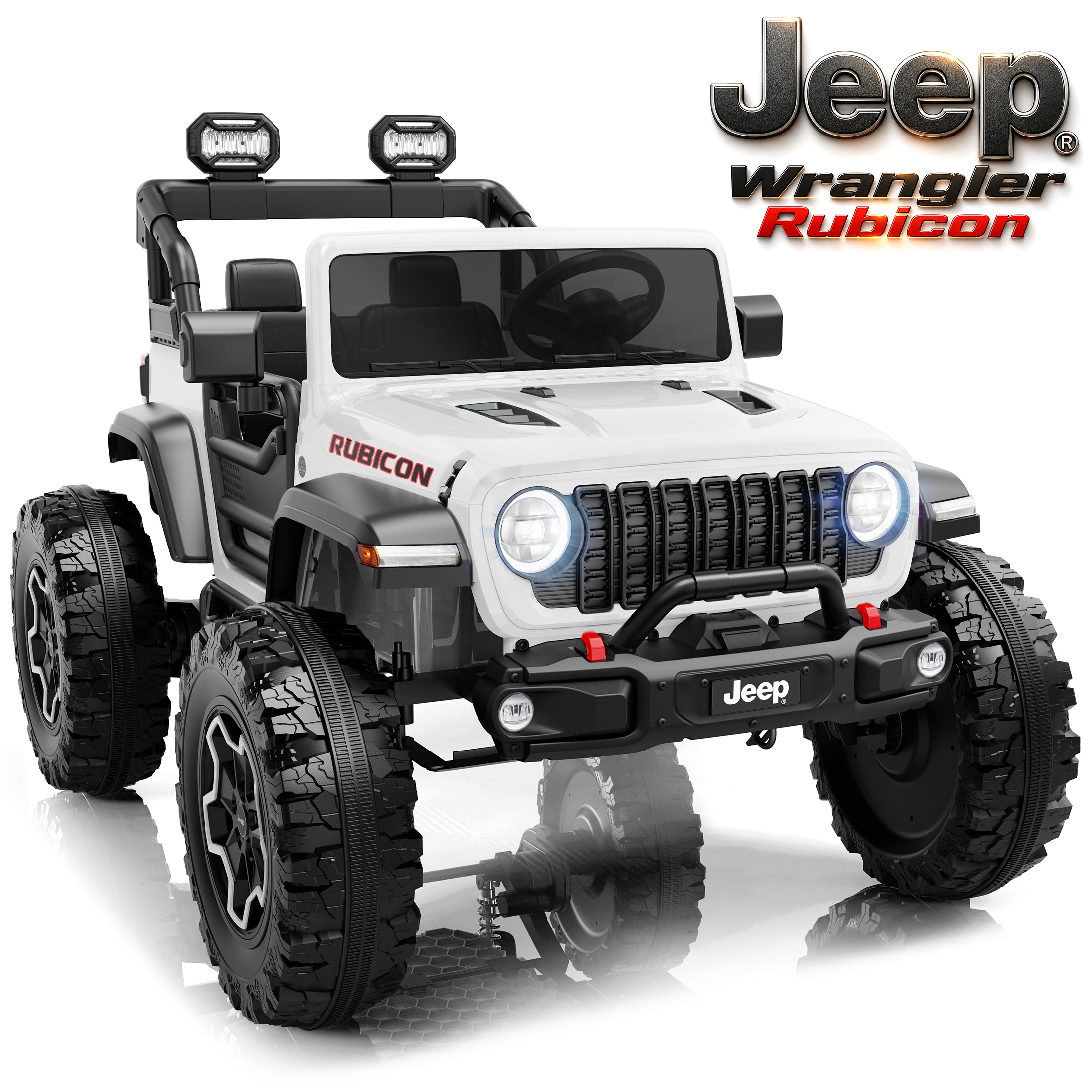 iYofe Jeep Wrangler Rubicon 24V 2 Seater Truck Powered Ride on with Remote Control&Bluetooth
