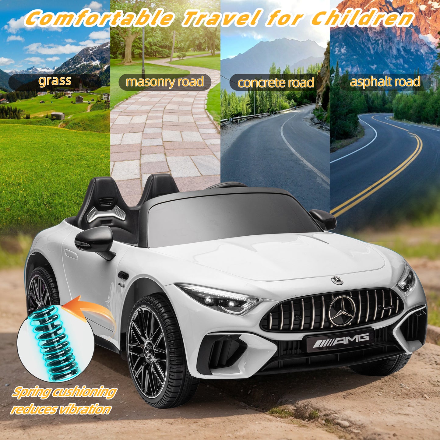 Mercedes 24V 2 Seats Ride on Car Toy with Remote Control Kids Electric Vehicle for Boys and Girls Ride on Truck for 3-6 Years Old, Bluetooth