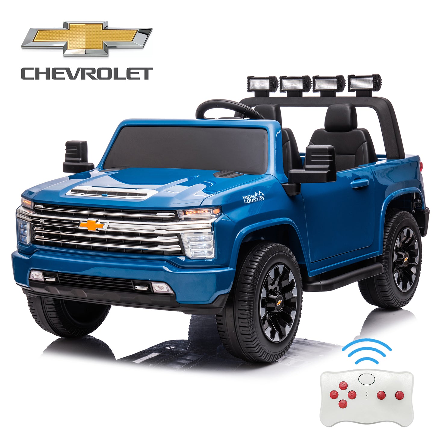 iYofe SILVERADO 12V Battery Powered Car Toy for Girls Boys, Kids Ride on Car for 3 4 5 Yrs with 2 Seats, Remote Control, LED Lights, MP3, Seat Belt, Electric Truck for Kids Birthday Gift, Black