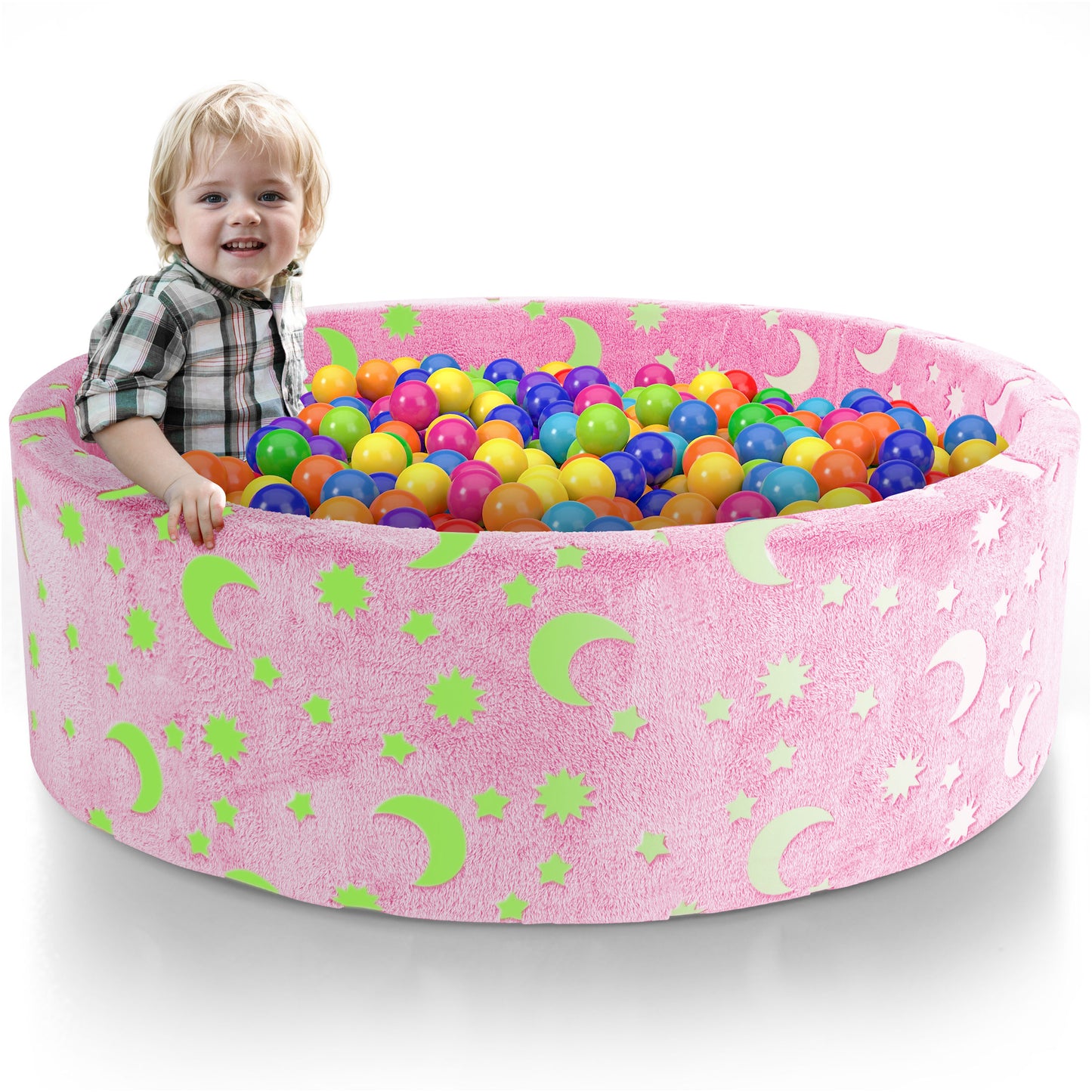 iYofe Ball Pit for Toddlers, 47.2"x 13.8" Large Foam Ball Pit Star Glow in The Dark Round, Ideal Gift Toy for Baby - (Balls Not Included)