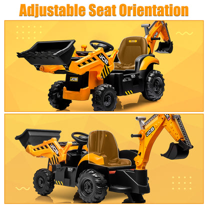 iYofe 24V Kids Ride on Excavator Toy Cars, JCB Powered Ride on Backhoe Construction Toy with Bluetooth, Electric Tractor Car with Remote Control, Digger and Loader for 3-6 Boys Girls