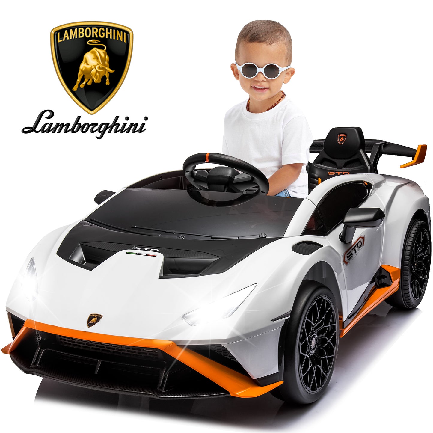 24V Lamborghini 2 Seater Ride on Car for Girls and Boys, Kids Ride on Toy with Remote Control, Electric Car for 3-8 Years Old, Bluetooth