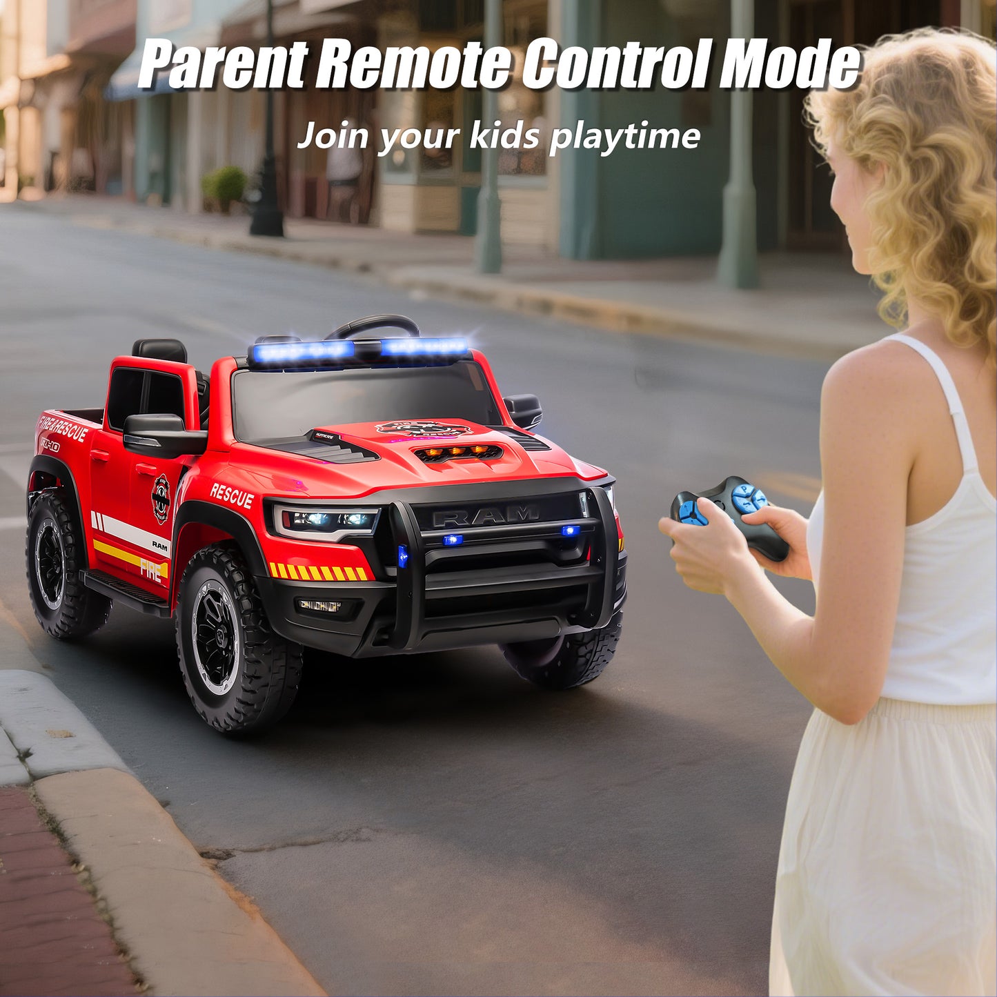 Ram Ride on Car Toys 2 Seater, 24V Ram 1500 Battery Powered Ride on Toy Truck with Remote Control, Electric Car for Kids Girls 3-8 w/ Bluetooth, Rear Storage Trunk, Safety Belt, 4 Wheelers