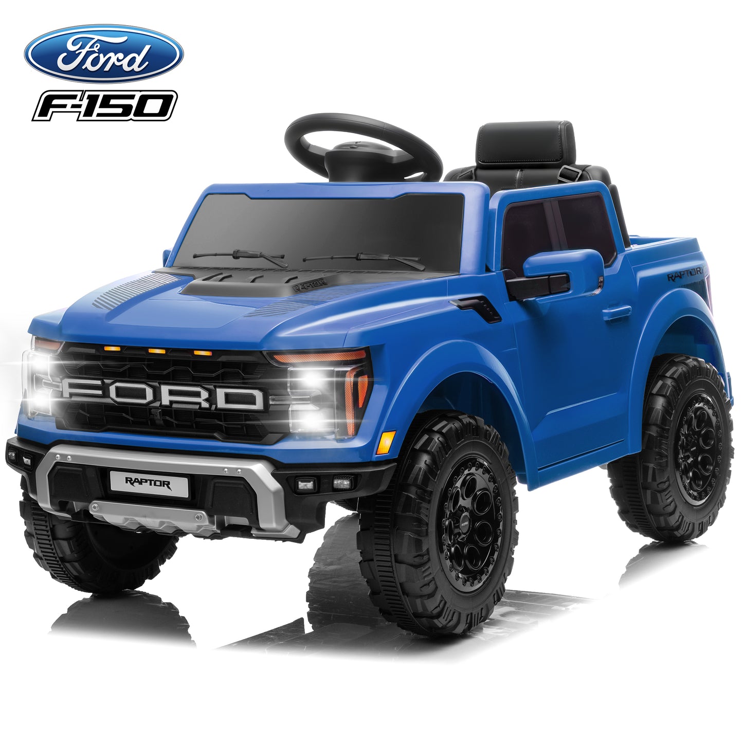 Ford Ride on Cars, 12V Ford F150 Raptor Powered Ride on Toys with Remote Control, Electric Car for Kids with Bluetooth/FM/Trunk, 4 Wheelers Truck for Toddlers Boys Girls Ages 3-6