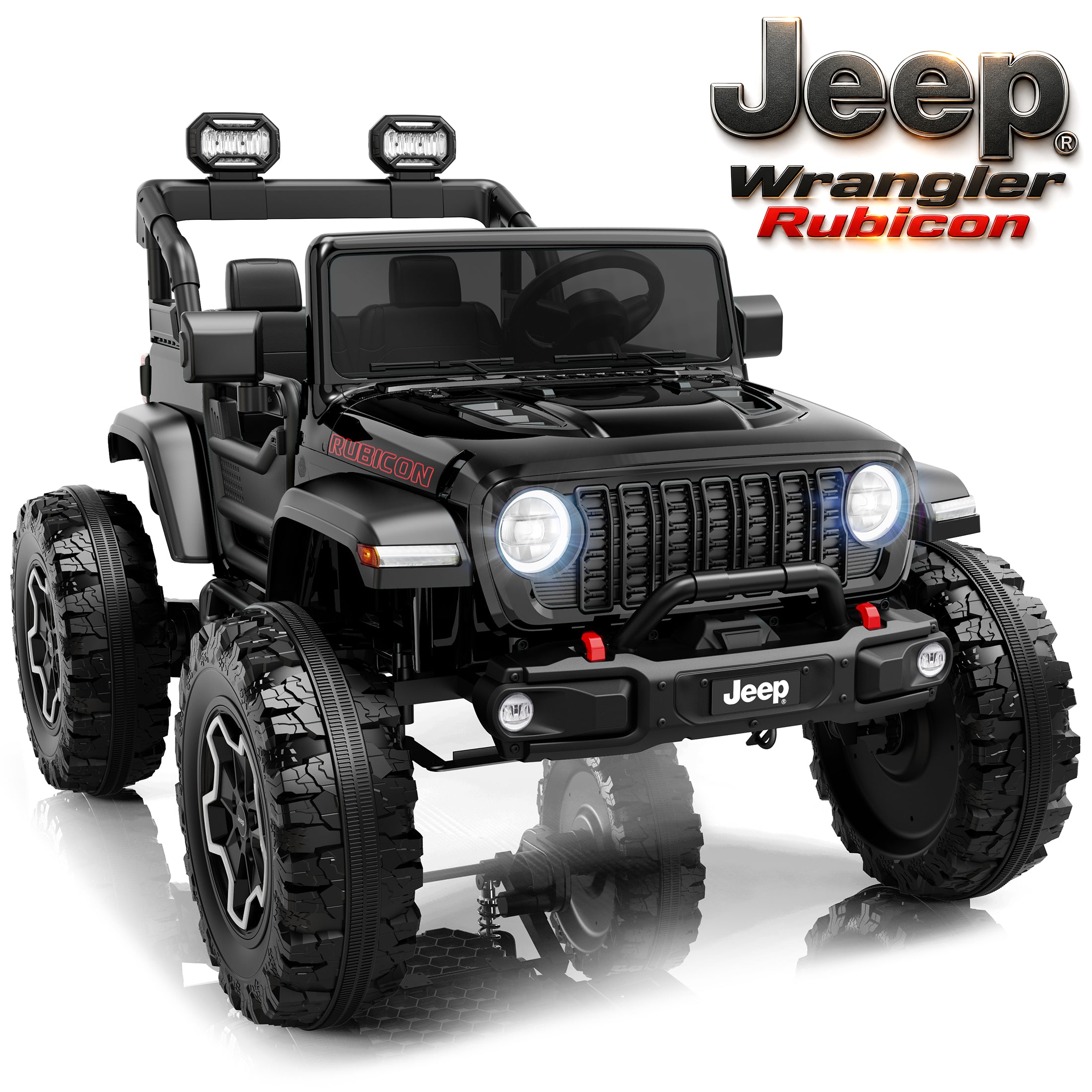 iYofe Jeep Wrangler Rubicon 24V 2 Seater Truck Powered Ride on with Remote Control&Bluetooth