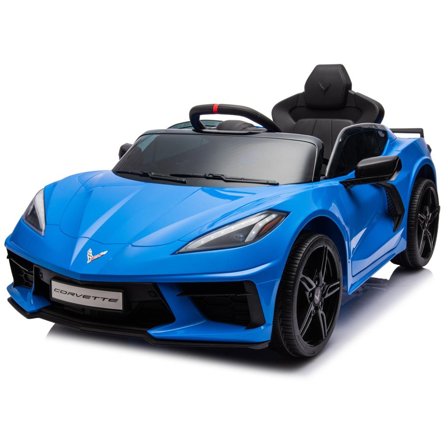 Chevrolet Corvette C8 Ride on Car, 12V Kids Electric Toy with Parent Remote Control, LED Lights, Bluetooth, Spring Suspension, 2 Speed Battery Powered Sports Car