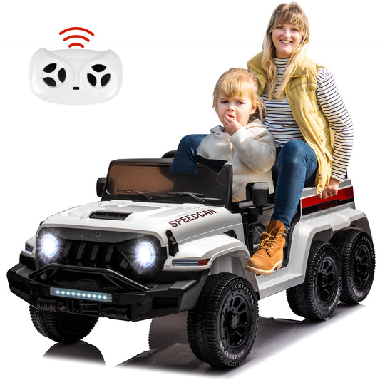 24V 2 Seats Ride on Car with Remote Control Ride on Toy for Boys and Girls 3-6 Years Old Electric Vehicle for Kids Ride on Truck, Bluetooth, Swing Mode