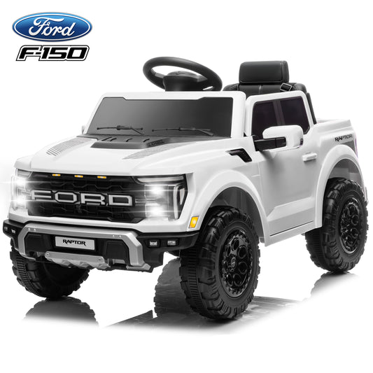 Ford Ride on Cars, 12V Ford F150 Raptor Powered Ride on Toys with Remote Control, Electric Car for Kids with Bluetooth/FM/Trunk, 4 Wheelers Truck for Toddlers Boys Girls Ages 3-6