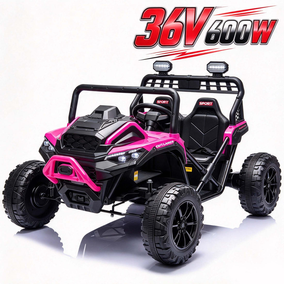 36 Volt UTV Ride on Toys for Big Kids, 2 Seater 600W Kids Dirt Bike, 4-8 MPH Speed, Metal Frame, Bluetooth Music, Four Wheeler Carros Eléctricos Para Niños