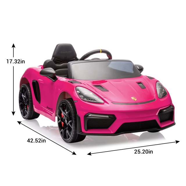 Porsche 718 Spyder Ride on Toys Car for Kids, 12V Battery Powered Ride on Cars with Remote Control, Bluetooth, Music, LED, Safety Belts, 4 Wheel Suspension Electric Car for Kids Toddler 3-6, Black