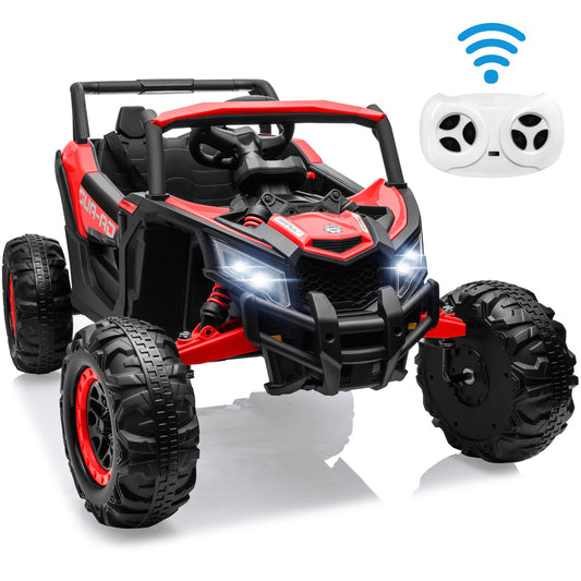iYofe 24V Ride on Toys for Big Kids, Kids Ride on Car for Boys Girls 3-6, Powered Ride on UTV Electric Cars for Kids with Remote Control, Bluetooth Music, LED Lights, 4 Wheels Spring Suspension, Red