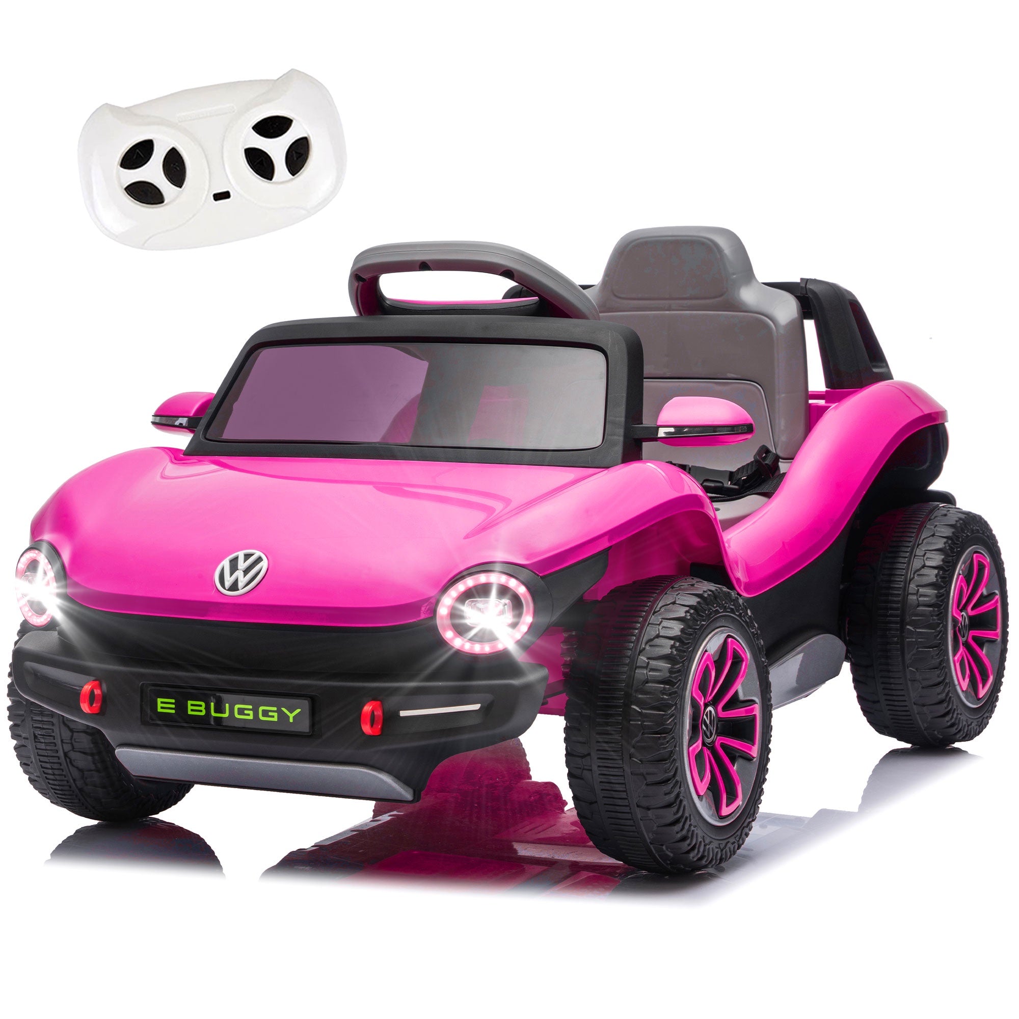 12V Ride on Toys, Licensed Volkswagen Beetle Powered Ride on Cars with Remote Control, Bluetooth, Music, USB Ports, LED Lights, 4 Wheels Suspension, Electric Car for Kids Boys Girls Ages 2-5, Pink