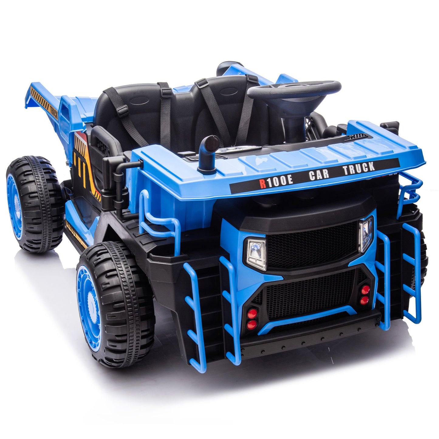 2 Seater Ride on Car with Remote Control, 24V Power Ride on Dump Truck for Kids with Bluetooth, Music, USB, LED Light, Dump Bed, Horn, Rear Wheel Suspension Ride on Toy for Boys Girls 3-6, Black