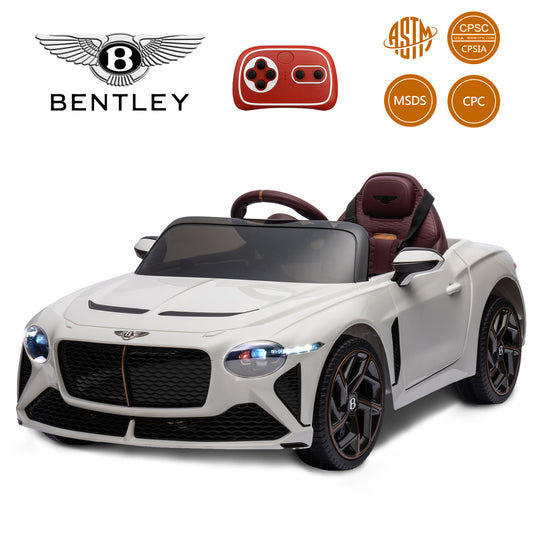 12V Ride On Car for 3-6 Yaers Old Boys and Girls Ride on Toy Licensed Bentley Electric Vehicles with 2.4 G Remote Control, Bluetooth