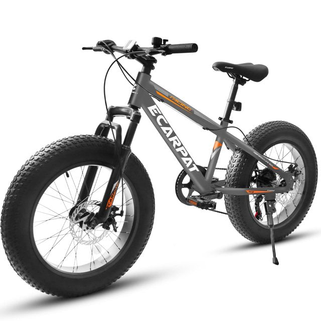 20 Inch Fat Tire Bike Adult/Youth Full Shimano 7 Speed Mountain Bike, Dual Disc Brake, High-Carbon Steel Frame, Front Suspension, Mountain Trail Bike, Urban Commuter City Bicycle, Fat tire bike