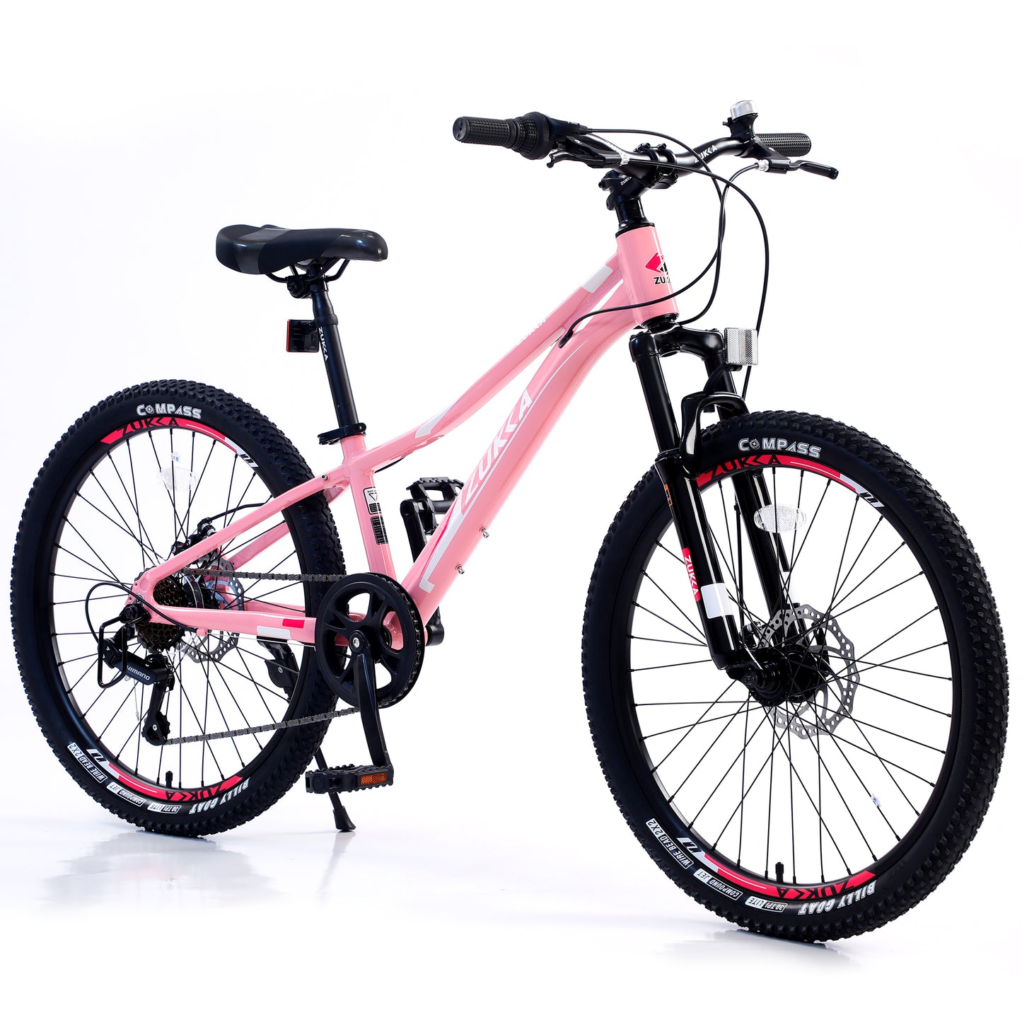 Kids Mountain Bikes 24 inch for Girls and Boys, Shimano 7-Speed Mountain Bicycle with Disc Brakes, 85% Assembled