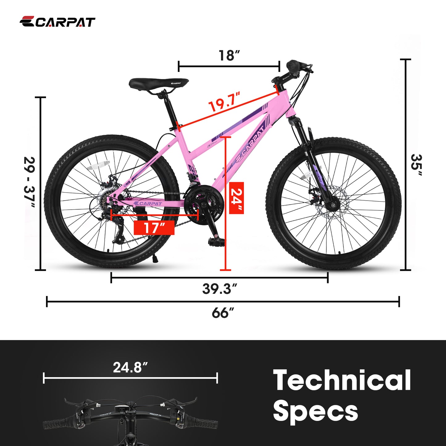 iYofe 24/26 inch Mountain Bike for Teenagers and Girls, Shimano 21 Speed Mountain Bicycle with Dual Disc Brakes, Front Suspension, 86% Assembled