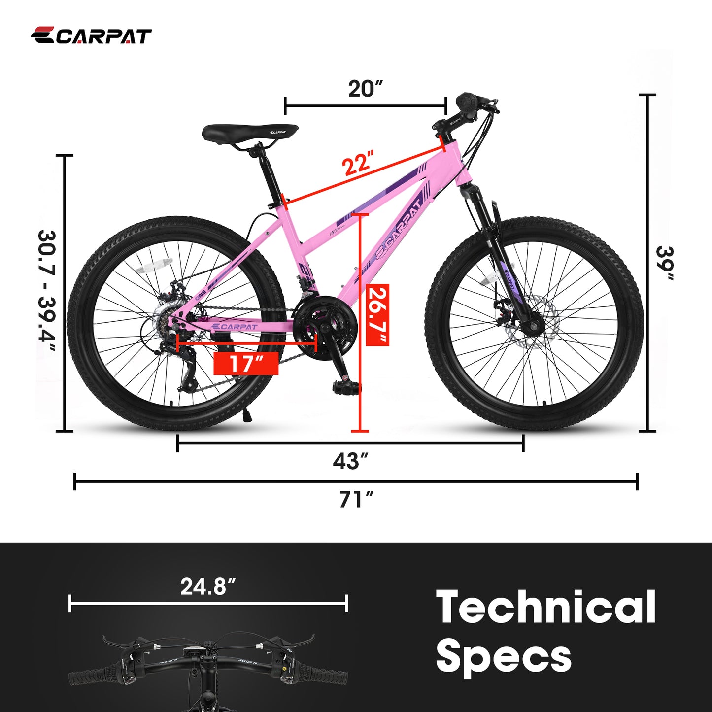 iYofe 24/26 inch Mountain Bike for Teenagers and Girls, Shimano 21 Speed Mountain Bicycle with Dual Disc Brakes, Front Suspension, 86% Assembled