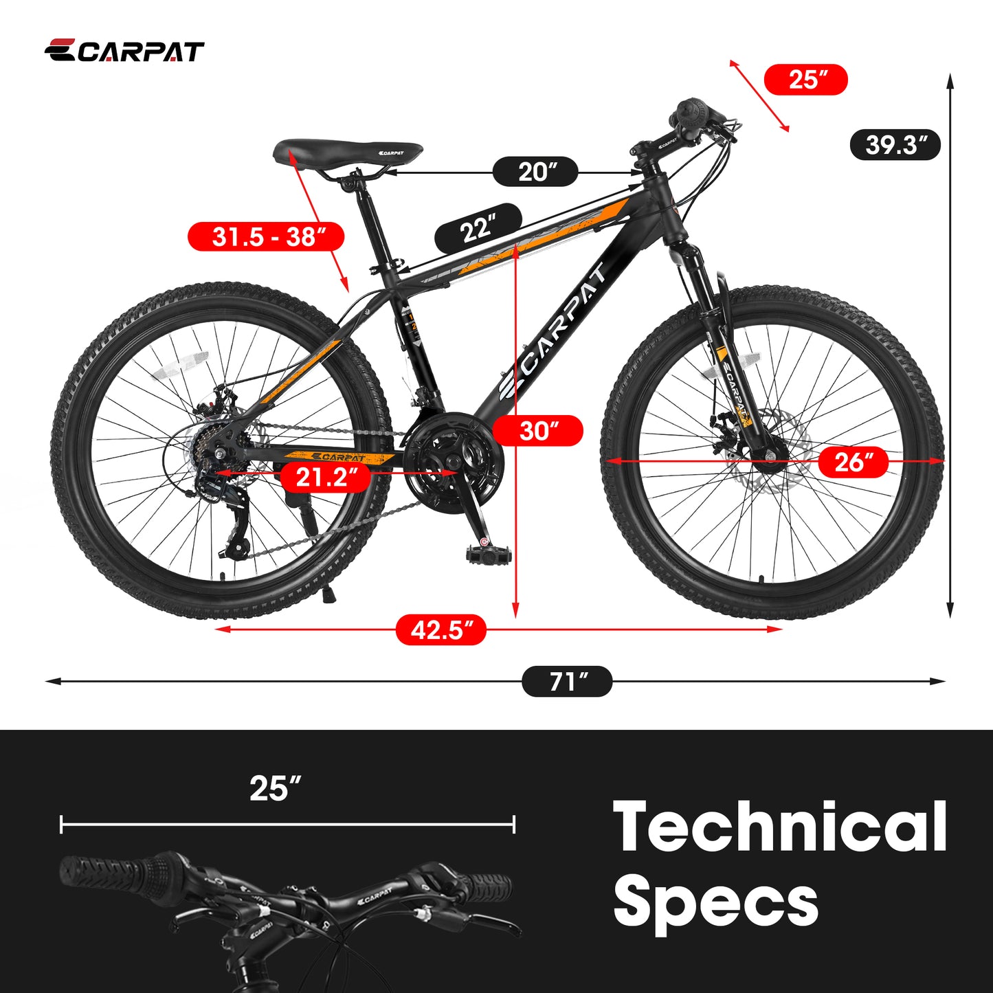 iYofe 26 Inch Mountain Bike for Adult & Teenagers, Mountain Bicycle with Mechanical Disc Brakes, High-Carbon Steel Frame, Suspension Fork, Shimano 21 Speeds, 86% Assembled