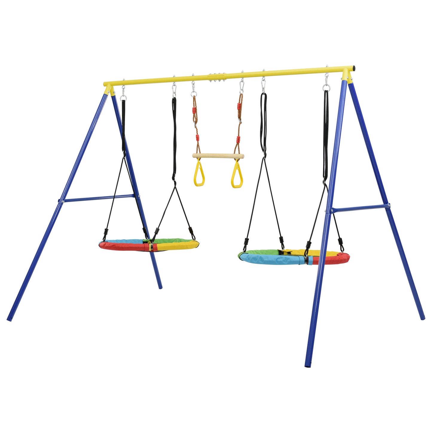 iYofe Swing Sets for Backyard, Swingset Outdoor for Kids with Slide, 1See-Saw, 2 Seats and 1 Swing Glider, A-Frame Metal Stand, Clearance Swing Sets for kids 3-8, Hold up to 440lbs