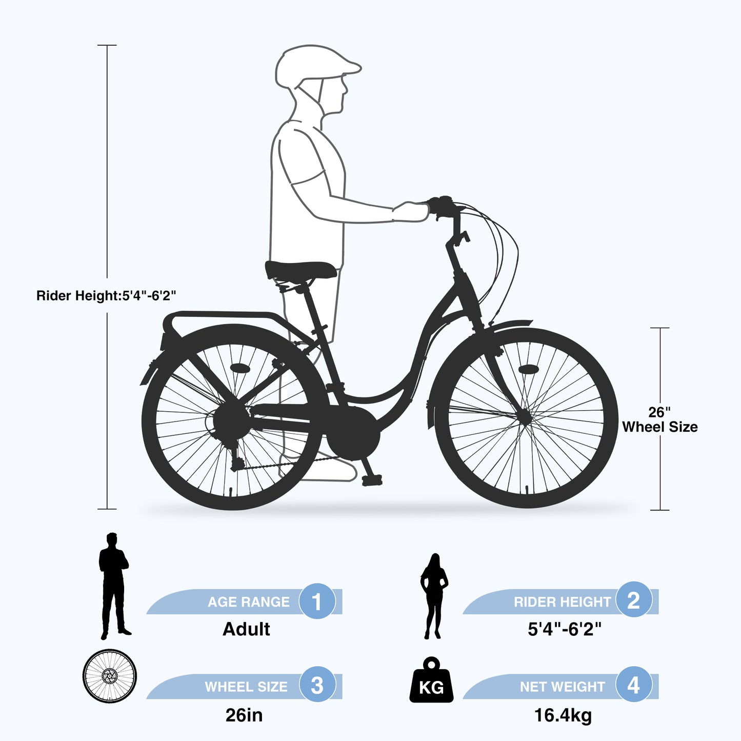 26 Inch Womens Beach Cruiser Bike with Hand Brakes, 7 Speed Bicycle for Adult Teen, Commuter Bike City Bike for Ladies with Backseat, 85% Assembled, Yellow