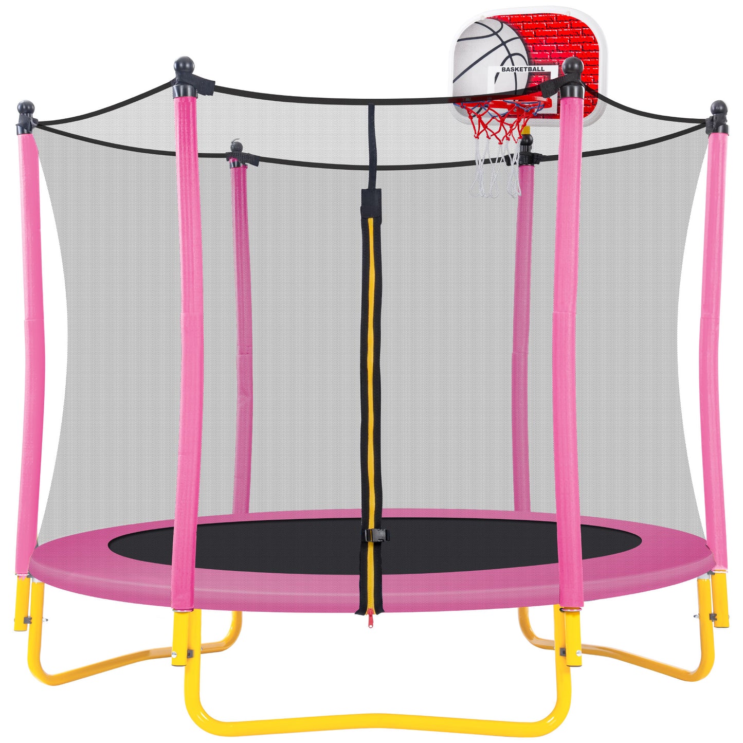 5.5FT Trampoline for Kids, Toddler Mini Trampoline with Basketball Hoop and Balls Indoor and Outdoor, Max Load 600Lbs