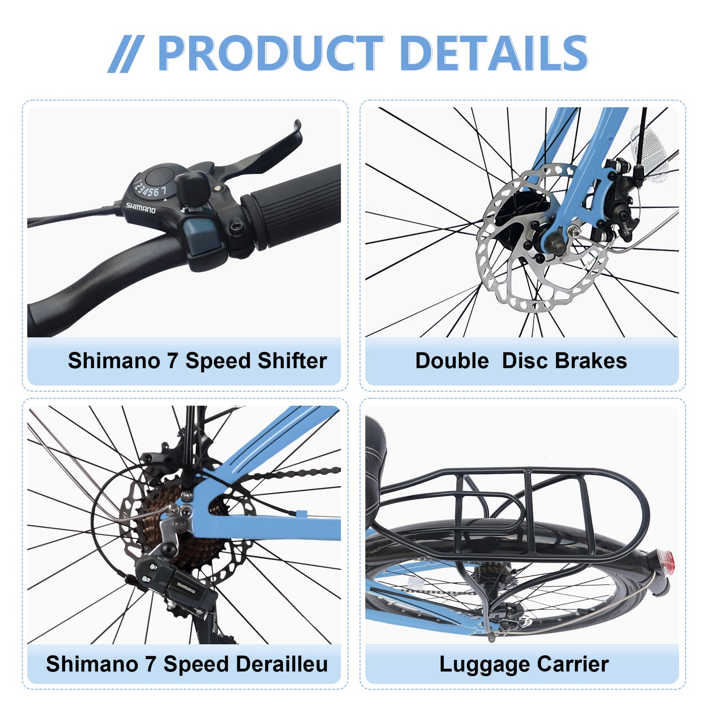 iYofe 24" Folding Bike for Adult Women and Men, Shimano 7 speed City Bicycle, Commuter bike, 99% Assembled