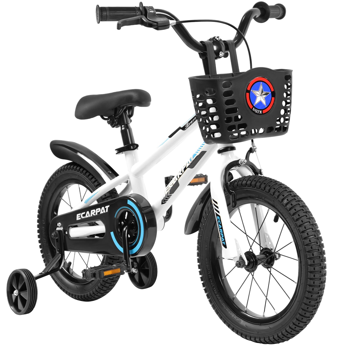 Kids Bike for Boys 14"/16" with Training Wheels, Kids Bicycle with Basket, Bell and Fender, V-brake, 85% Pre-assembled, for 4-10 Years Old