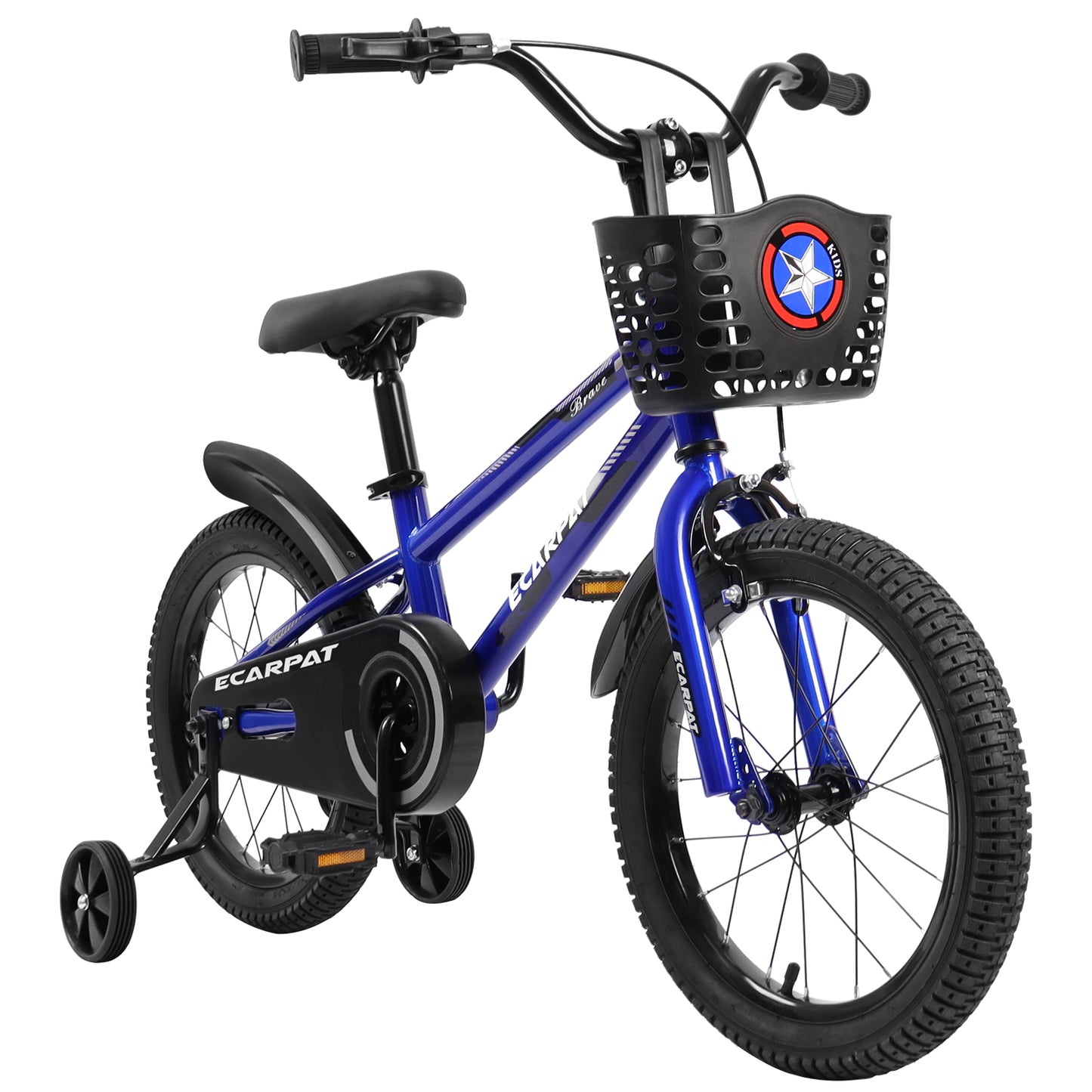 Kids Bike for Boys 14"/16" with Training Wheels, Kids Bicycle with Basket, Bell and Fender, V-brake, 85% Pre-assembled, for 4-10 Years Old