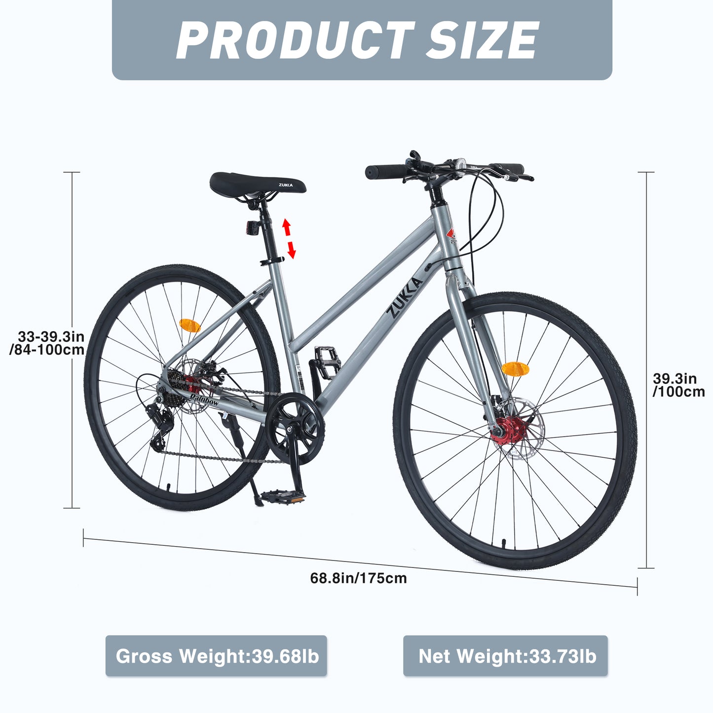 Hybrid Bike 700C for Men and Women, Shimano 7 Speed Road Bike for Adults, City Bicycle with Disc Brake, 85% Pre-assembled