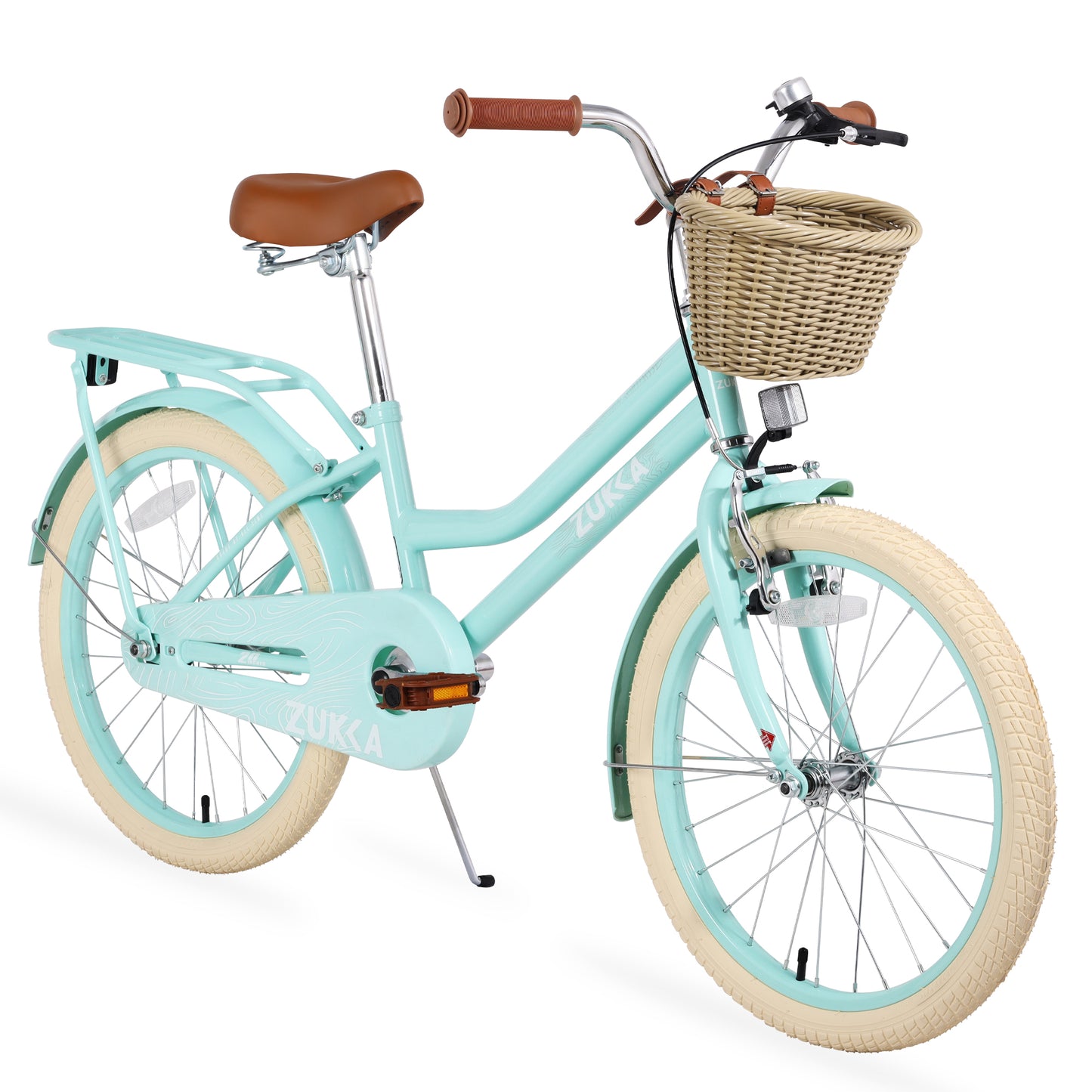 Girls Bike 20inch with Basket and Backseat, Kids Bicycle for 7-10 Years Old, Single Speed