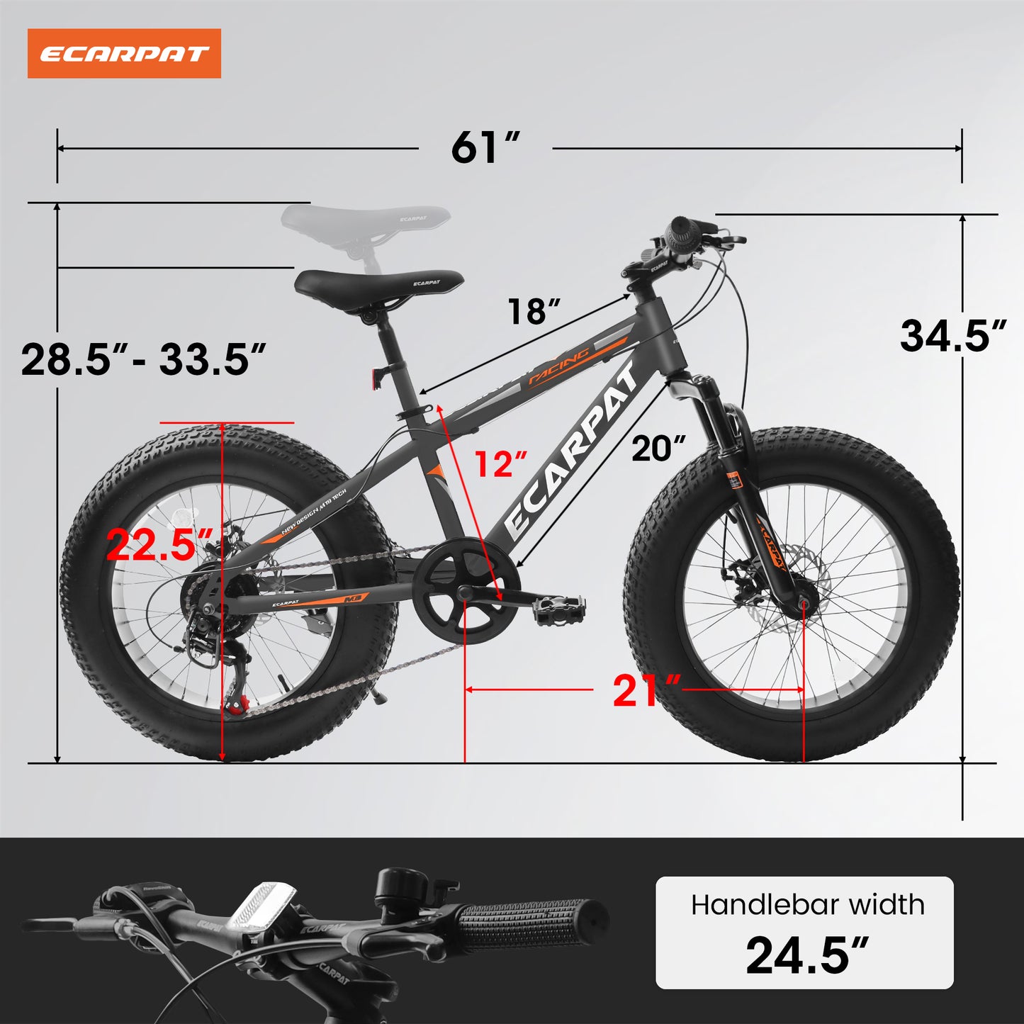 Kids Mountain Bike 20 inch for Boys and Girls Shimano 7 Speed Mountain Bicycle, Front Suspension, Dual Handbrakes, 86% Assembled