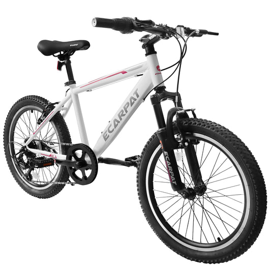 Kids Mountain Bike 20 inch for Boys and Girls Shimano 7 Speed Mountain Bicycle, Front Suspension, Dual Handbrakes, 86% Assembled