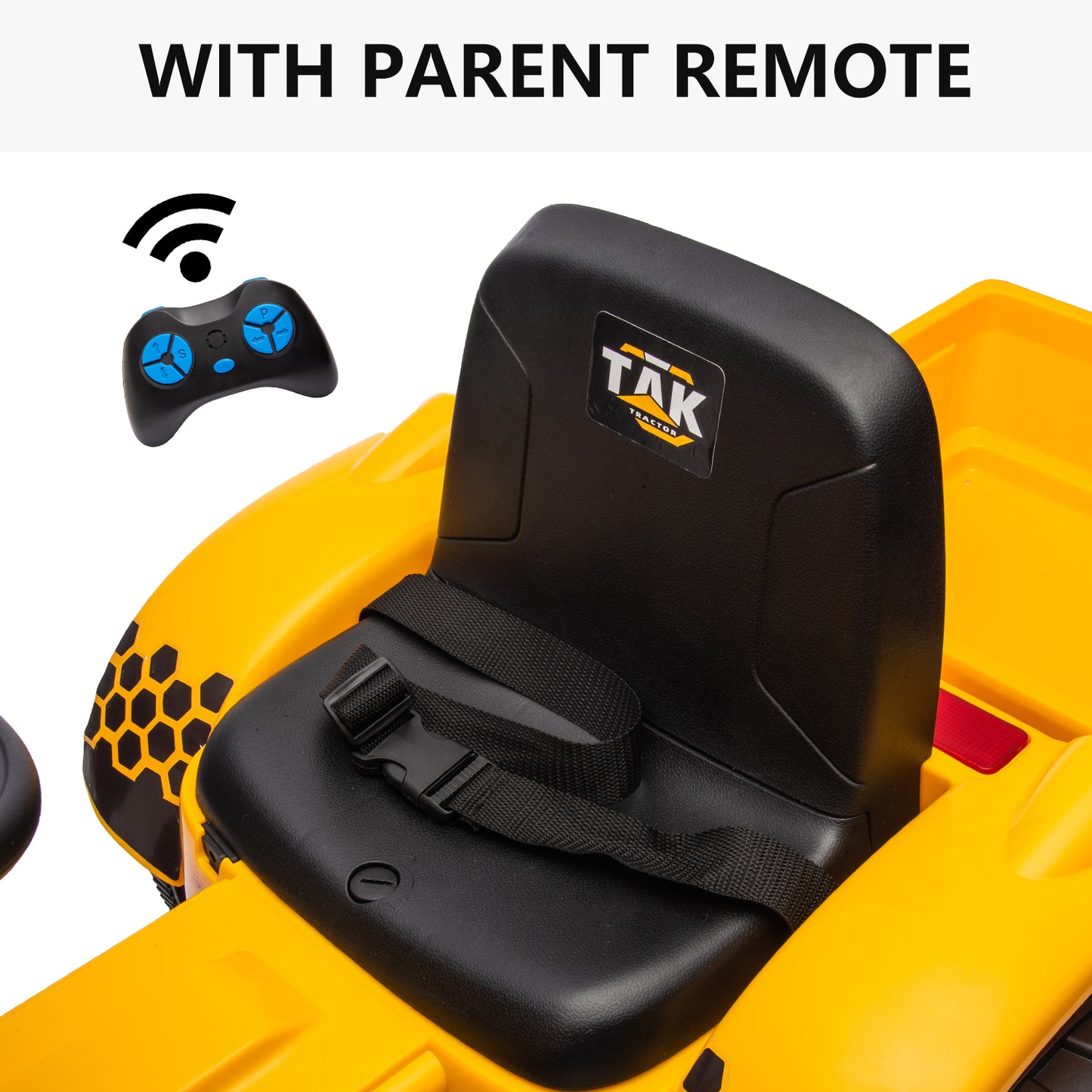 JCB 24V Ride on Excavator with Front&Back Loader 3in1 Kids Ride on Car with Remote Control Electric Construction for 3-6 Years Old Boys and Girls, Backhoe Ride on, Yellow