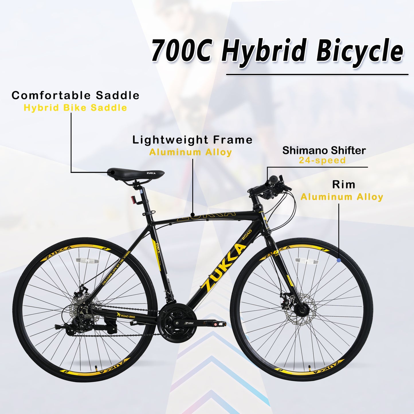 iYofe Hybrid Bike 700C for Men and Women, Shimano 21/24 Speed Road Bike, 85% Pre-assembled, City Bike Commuter Bike